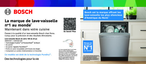 Bosch Dishwasher Header Card - Series 100, Series 300, 2 sided French
